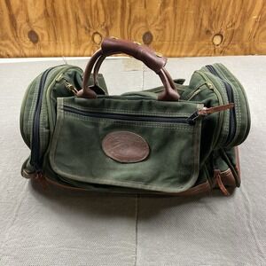 Vintage Orvis Battenkill Leather Duffel Bag Green Brown Travel Weekender Mens